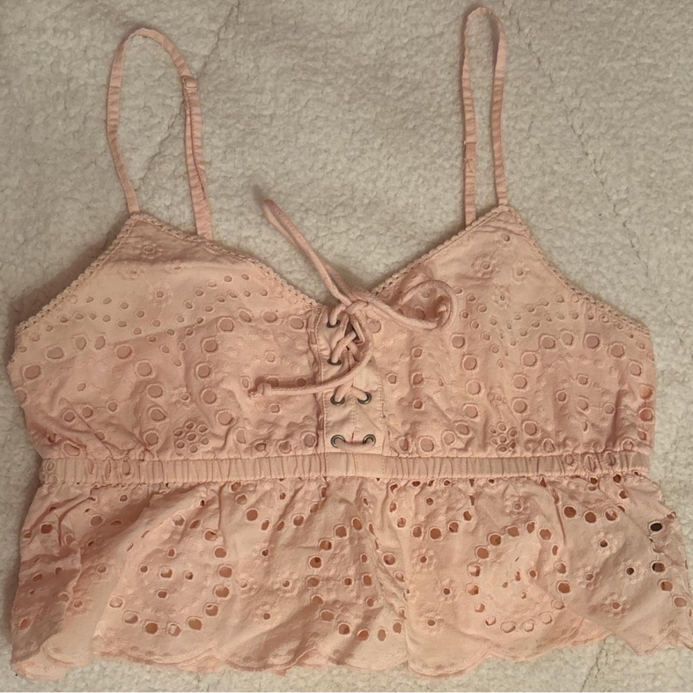 Aerie light pink eyelet top
